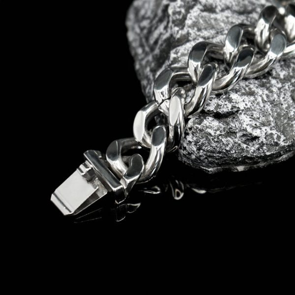 Titanium Steel Animal Lion Head Cuban Link Bracelet - 图片 4