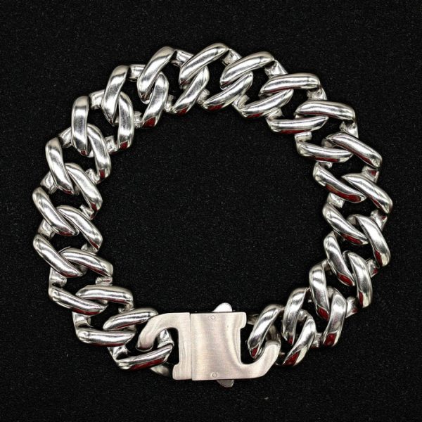 Fully-drill titanium steel Cuba chain full-drill square buckle bracelet fashionable hip-hop accessories - 图片 2