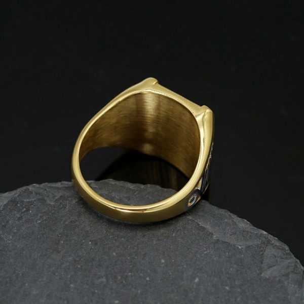 Square Seal Full Diamond Eagle Titanium Steel Ring, Majestic Men's Eagle Surrounding with Diamond Ring - 图片 4