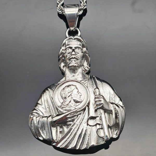 Classic Retro Titanium Steel St.Jude Half-Gilded YS Pendant - 图片 2