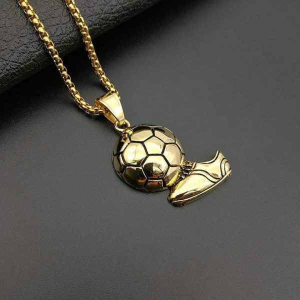 Stainless Steel World Cup Football Shoes Necklace, Titanium Steel Plating Drip Oil Men's Pendant - 图片 3