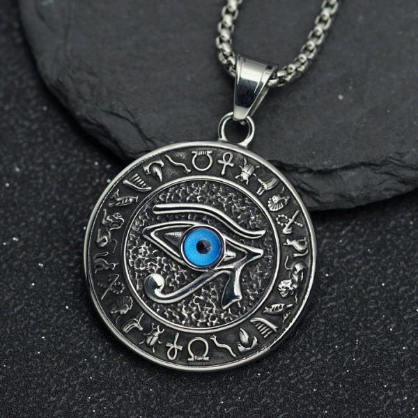 Ancient Egyptian Horus' Eye Titanium Steel Pendant Pharaoh Eagle Head God Eye - 图片 2