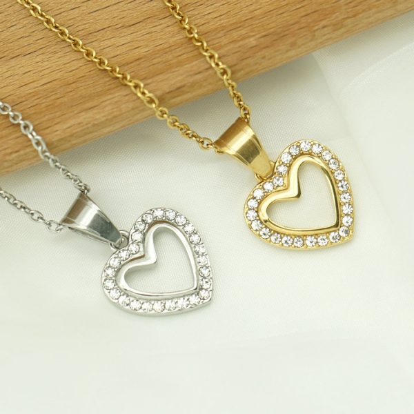 Ins Style Gold-Plated Titanium Steel Heart Pendant