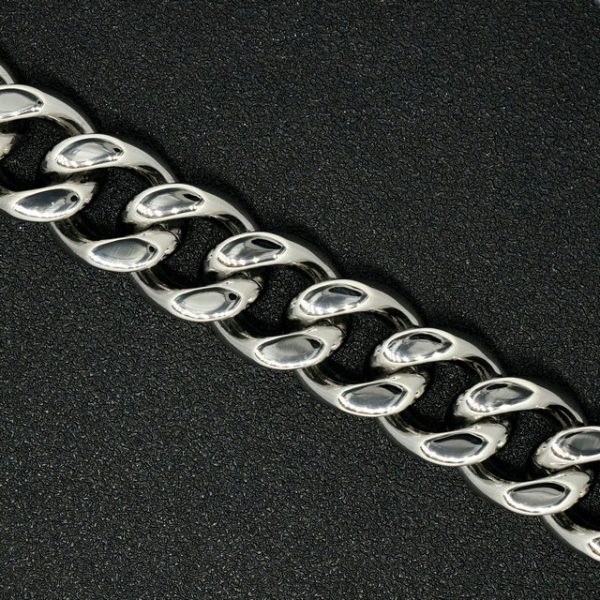 Cuban Link Titanium Steel Bracelet, Punk Style Stainless Steel Red Eye Skull Head Bracelet - 图片 6