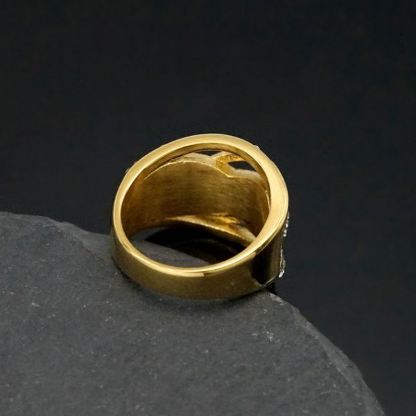 Fine Stainless Steel Ring with Diamonds and Intricate Winding Design for the Index Finger - 图片 5