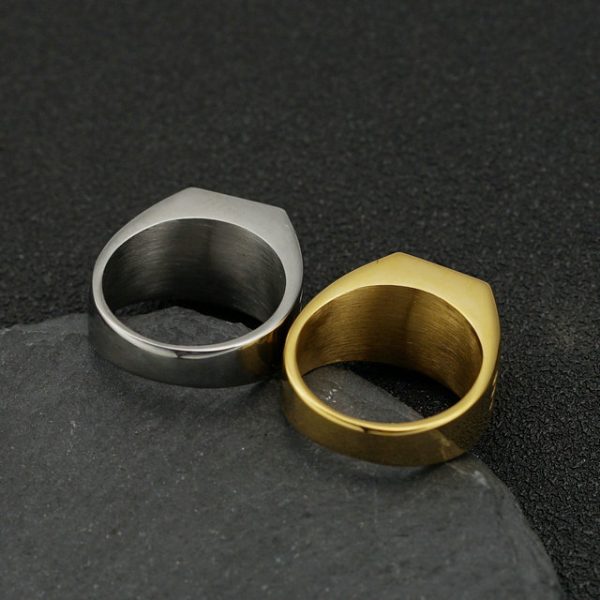 Ins minimalist style square gemstone ring for men, made of titanium steel. - 图片 4
