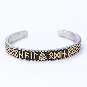 Vintage Open Mouth Viking Rune Stainless Steel Bangle Factory Direct Sale Titanium Steel Jewelry