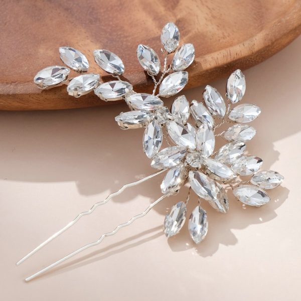 Wedding Hair Accessories, Ancient-Style Hairpin, Handmade U-Shaped Hair Comb with Rhinestone for Bride's Updo - 图片 6