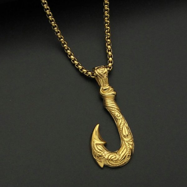 Men's Stainless Steel Pendant Necklace Viking Legend Boat Anchor Hook Pendant - 图片 3