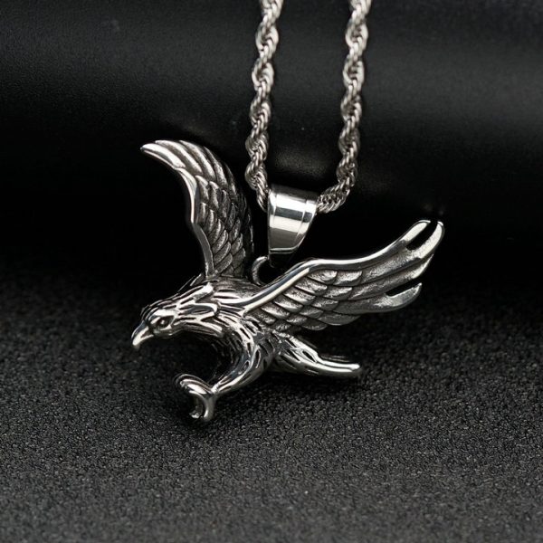 HIPHOP jewelry, stainless steel color-preserving gold-plated eagle pendant - 图片 3