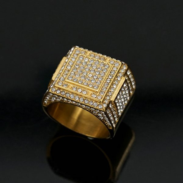 Hip-hop Nightclub Stainless Steel Full Diamond Men's Overbearing Ring - 图片 3