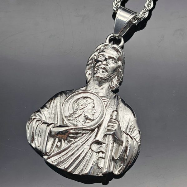 Classic Retro Titanium Steel St.Jude Half-Gilded YS Pendant - 图片 3
