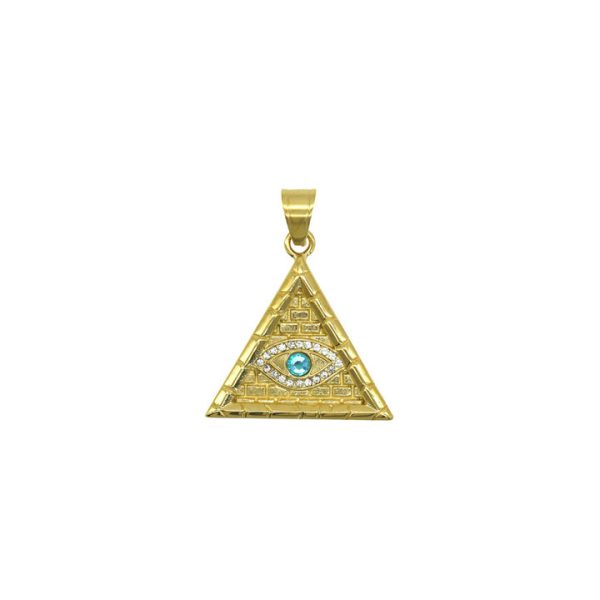 Ancient Egyptian Pyramid Angel's Eye Titanium Steel Pendant The Eye of Horus Ornament - 图片 2