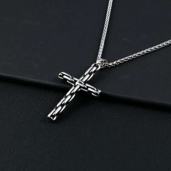 Hip-hop chain cross stainless steel necklace European and American men's pendant - 图片 2