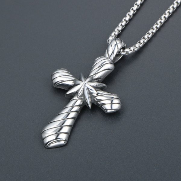 Titanium steel retro necklace personalized punk jewelry trendy men's cross pendant necklace accessories - 图片 3