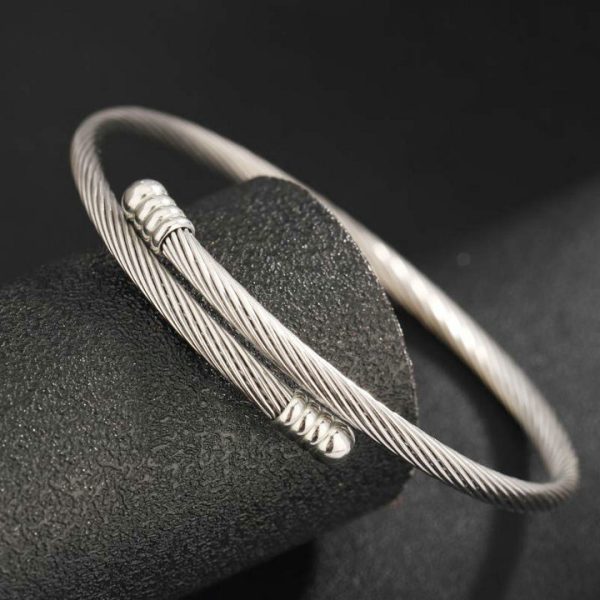 Titanium Steel Bracelet Couple's Edition, Stainless Steel Coil Head Fashionable Trendy Personalized Adjustable High-End Sense Bangle - 图片 3