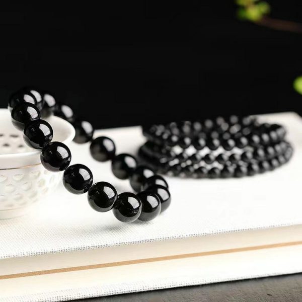 New Chinese-style Bead Necklace with Traditional Black Obsidian - 图片 3