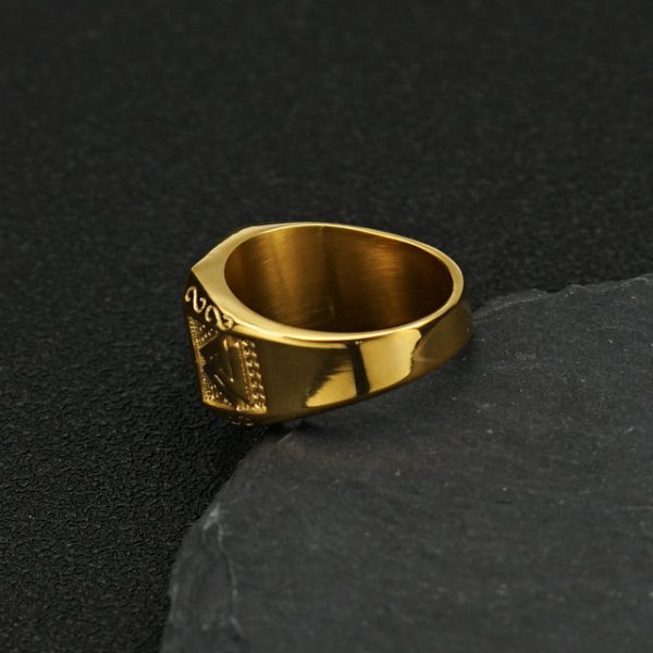Nordic retro Viking rune stainless steel rings, fashionable and domineering natural stone rings - 图片 8