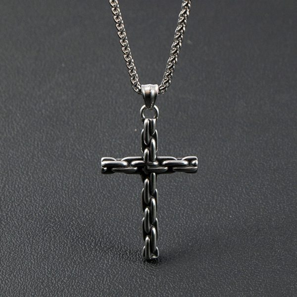 Hip-hop chain cross stainless steel necklace European and American men's pendant