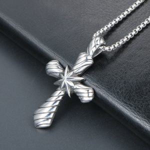Titanium steel retro necklace personalized punk jewelry trendy men's cross pendant necklace accessories