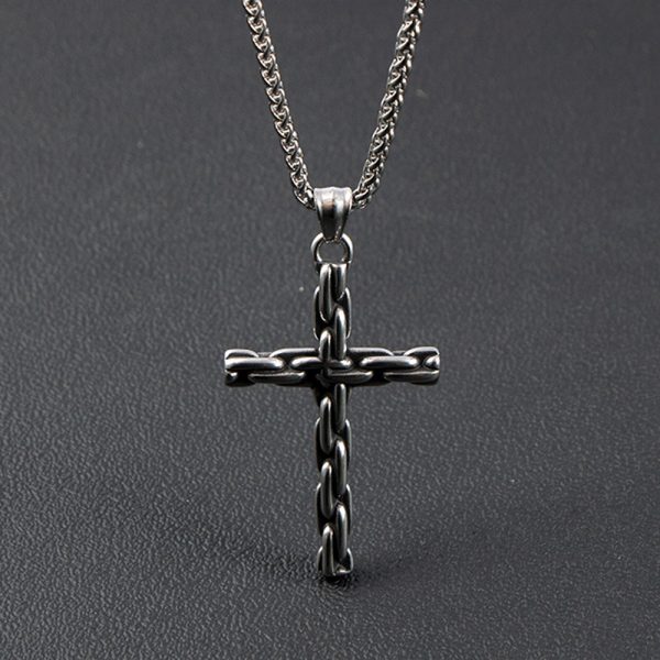 Hip-hop iron chain cross stainless steel necklace European and American men's pendant personalized titanium steel accessories
