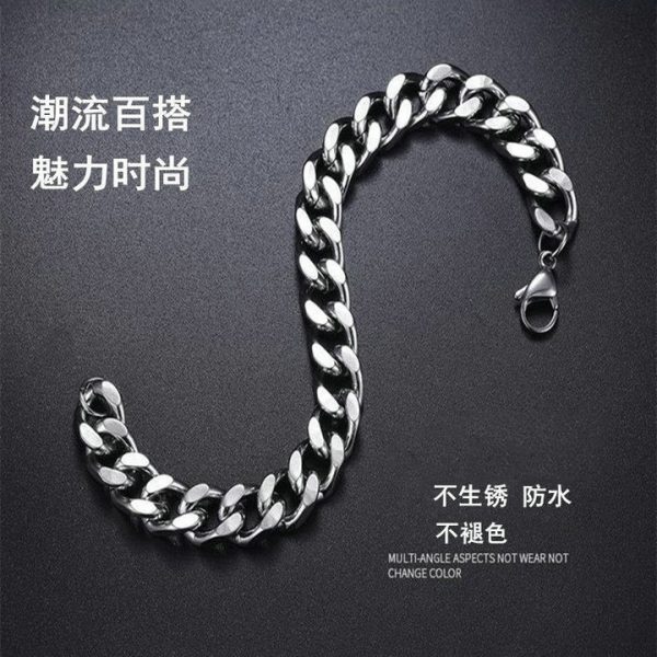 Titanium Steel Cuban Bracelet for Men, Non-Fading, Majestic and Unique Trendy Hip Hop Jewelry - 图片 3