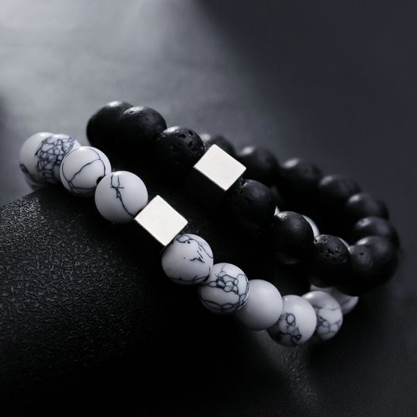 Cracked bead bracelets for men, geometric square bracelets, personalized design, new style, versatile accessories for women, simple and light luxury accessories - 图片 3