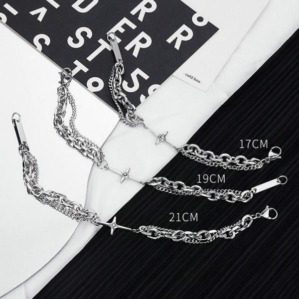 Men's trendy bracelet with unique design, hip-hop style, high-end feel, minimalist women's jewelry, titanium steel men's accessory - 图片 2