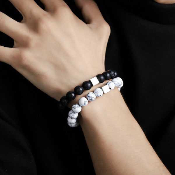 Cracked bead bracelets for men, geometric square bracelets, personalized design, new style, versatile accessories for women, simple and light luxury accessories - 图片 4