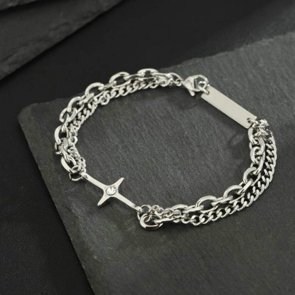 Starlight bracelet for men, made of titanium steel, with a cross that doesn't fade - 图片 4