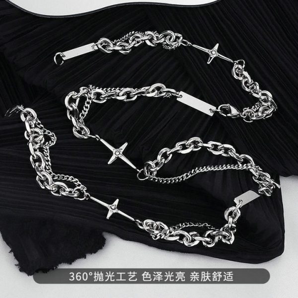 Men's trendy bracelet with unique design, hip-hop style, high-end feel, minimalist women's jewelry, titanium steel men's accessory - 图片 3