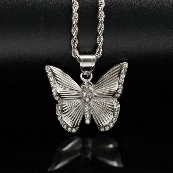 Premium butterfly pendant, stainless steel-plated 18k gold light luxury pendant - 图片 2