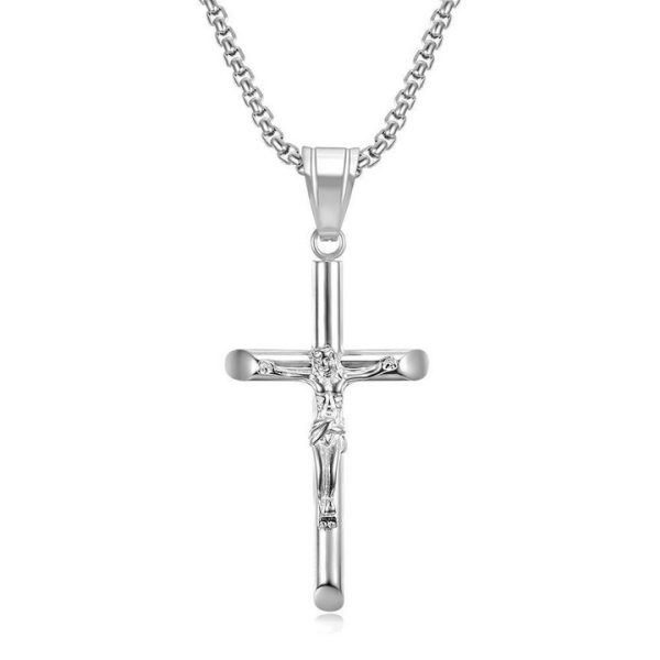 Titanium steel gold-plated YS cross pendant, simple and versatile sweater chain pendant - 图片 2