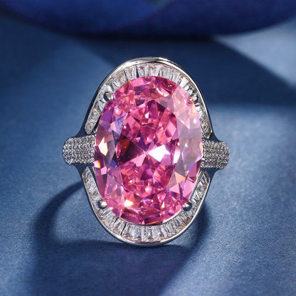 Copper bottom gold-plated European and American simulated color treasure style large denier luxury temperament ring main stone 13*18 - 图片 3