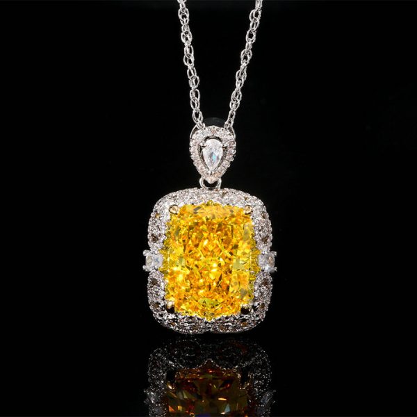 Jewelry Set with High Carbon Diamond Ice Flower Cut Copper Inlay Luxury Pendant Main Stone 12*16 - 图片 3