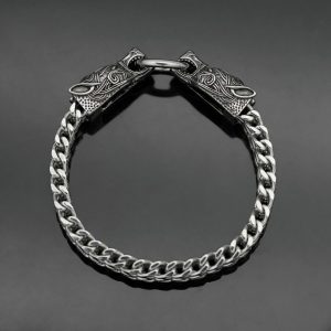 Stainless Steel Punk Retro Wolf Snake Eagle Head Series Double-Sided Thick Chain Bracelet