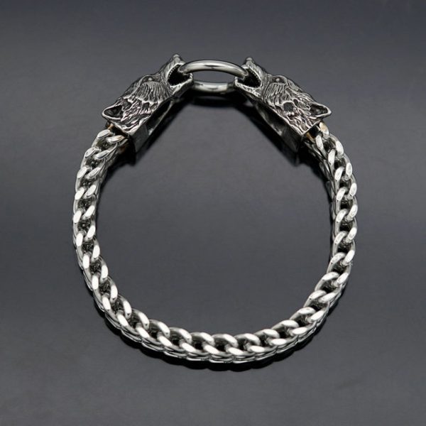 Stainless Steel Punk Retro Wolf Snake Eagle Head Series Double-Sided Thick Chain Bracelet - 图片 2
