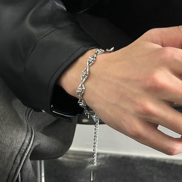 Men's and Women's Letter Bracelet, Prickly Chain for Versatile High-End Fashion, New Cuban Link Accessory - 图片 2