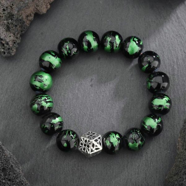 Green Dragon Crystal Bracelet for Men and Women, High-End Sense of Quality Beaded Wristband - 图片 2