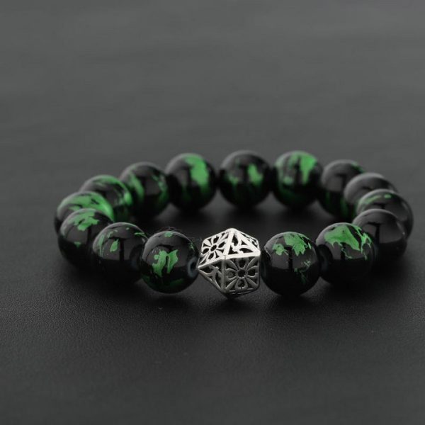 Green Dragon Crystal Bracelet for Men and Women, High-End Sense of Quality Beaded Wristband - 图片 3