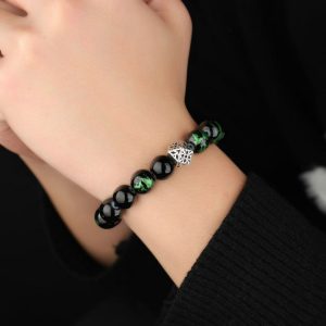 Green Dragon Crystal Bracelet for Men and Women, High-End Sense of Quality Beaded Wristband