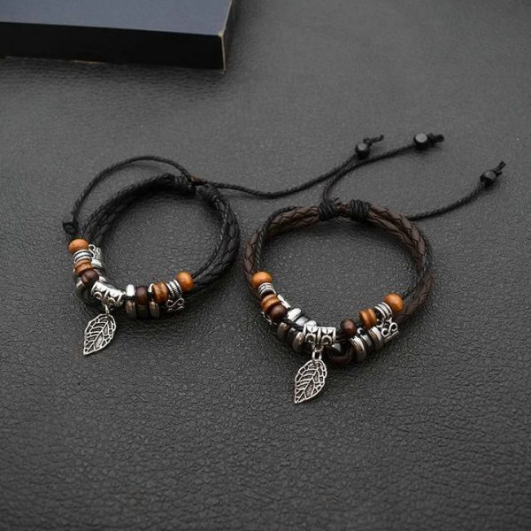 Men's Tree Leaf Bracelet, Personalized Retro Style - 图片 2