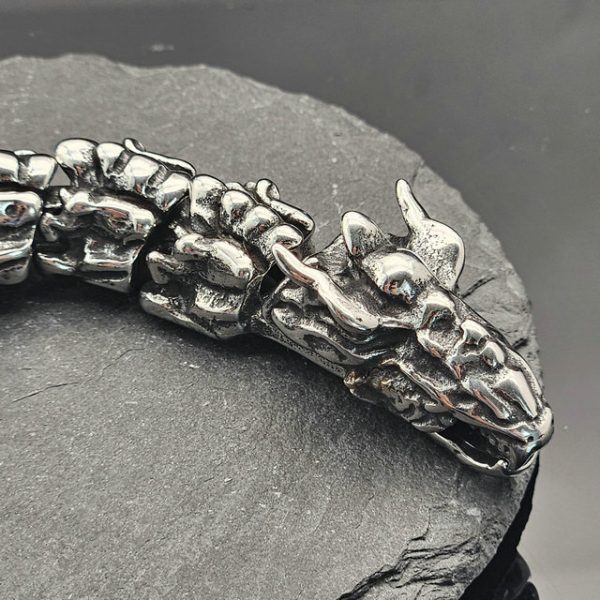 Retro keel chain domineering titanium steel dragon shape dragon scale bracelet - 图片 4