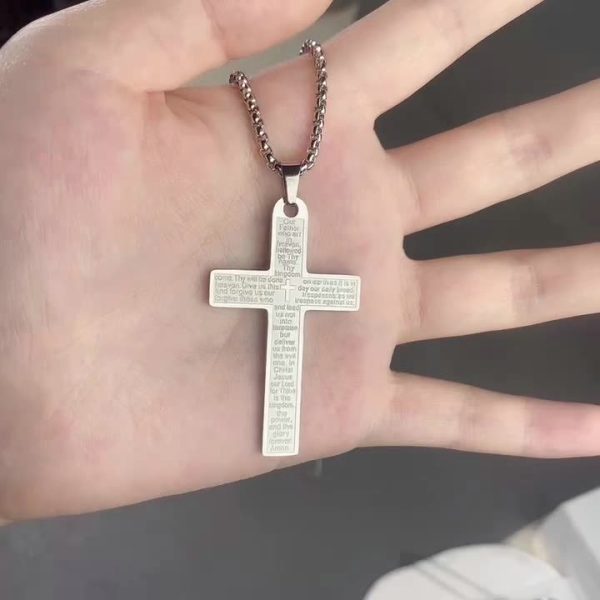 Stainless steel cross scripture unisex hip-hop pendant