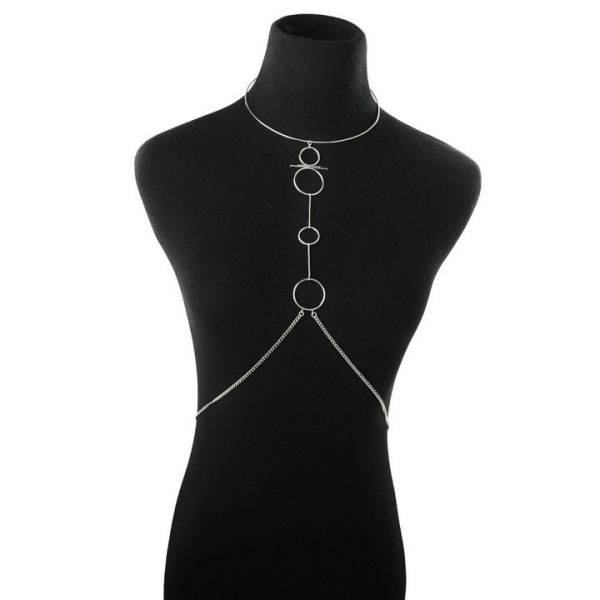 Sexy and fashionable exaggerated nightclub circle trendy women's necklace sexy body chain wholesale - 图片 3