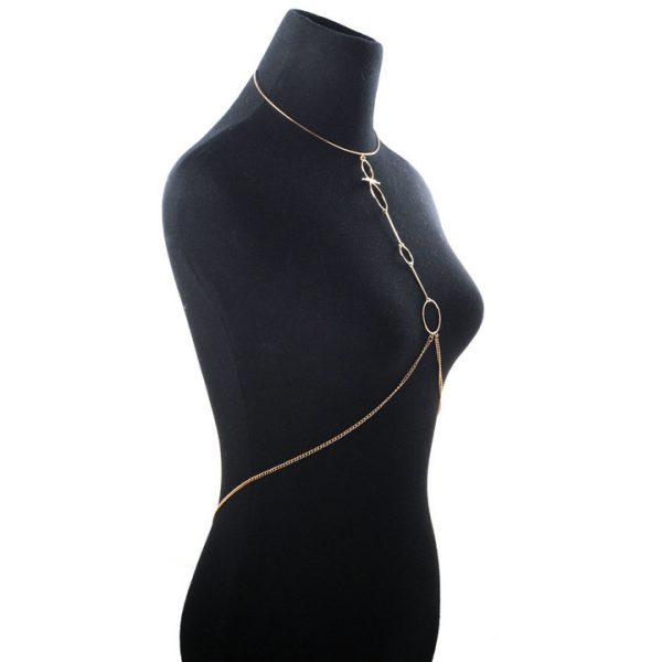 Sexy and fashionable exaggerated nightclub circle trendy women's necklace sexy body chain wholesale - 图片 5