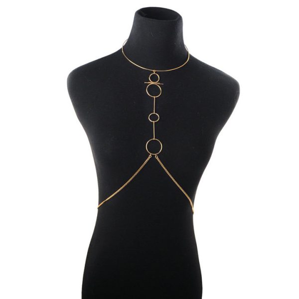 Sexy and fashionable exaggerated nightclub circle trendy women's necklace sexy body chain wholesale - 图片 6