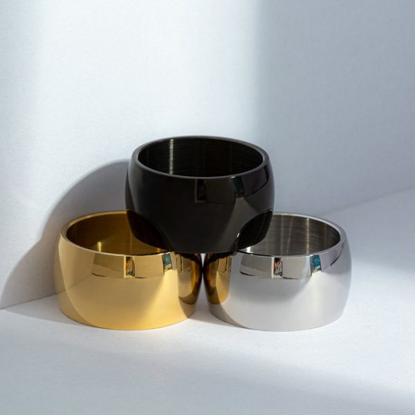 Wide 12mm ring for men, in Euro-American hip-hop punk style